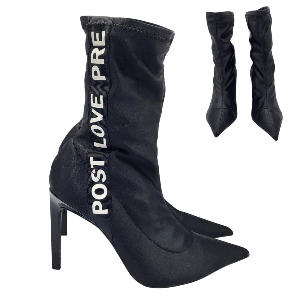 Zara Trafaluc POST LOVE PRE Black Sock Style Boots Stiletto Heel Women’s Size 38